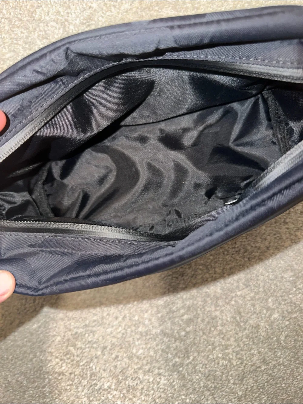 Athleta small toiletry black camo bag